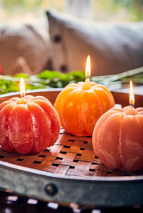 Pumpkin - Candle - Pumpkin candle - Sand - Ø10xH10 cm - 2