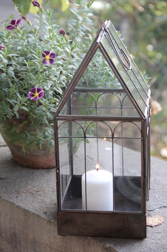 Ljuslykta - Lykta - Glas/metall - 35 cm - 2