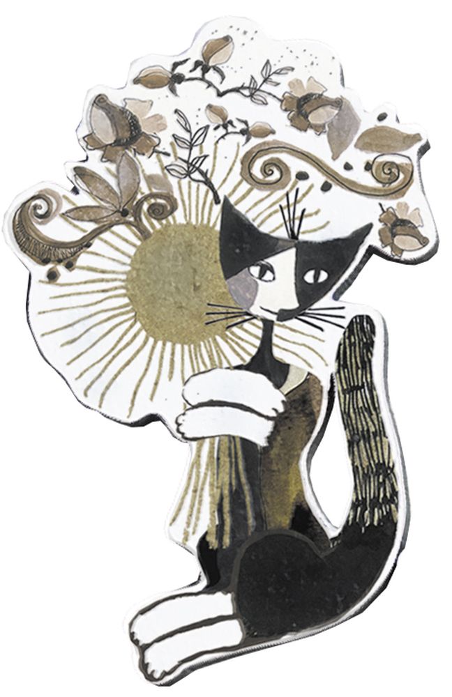 Magnet MDF, Rosina Wachtmeister, Cats Sepia, Blombukett