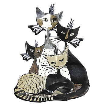 Magnet MDF, Rosina Wachtmeister, Cats Sepia, Gruppe med katte
