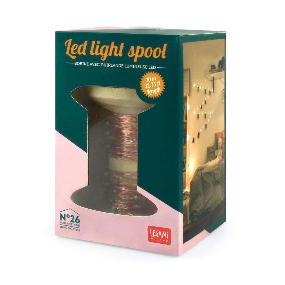 Led light spool, LED-slinga på träspole - 2
