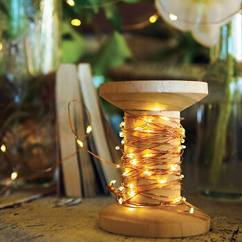 Led light spool, LED-lyskæde på træspole