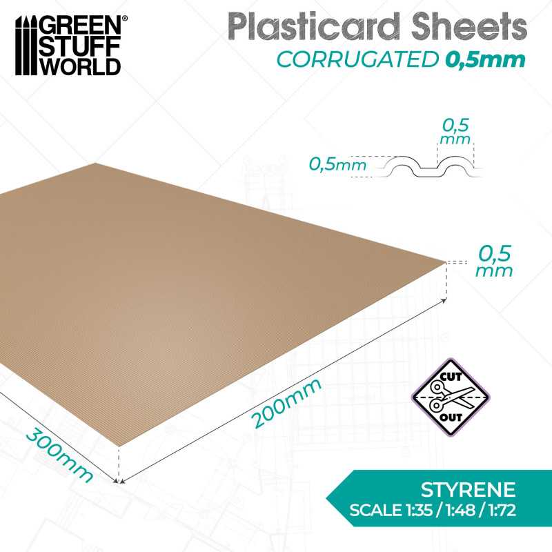 Green Stuff World: Plasticard - Corrugated 0,5mm Textured Sheet