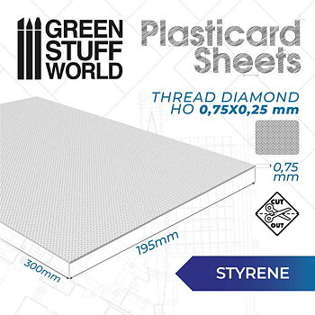Green Stuff World: Plasticard - Thread Diamond HO Textured Sheet