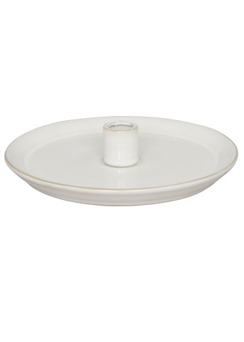 Ljusstake - Ljusfat - Keramik - Creme - 19 cm - 2