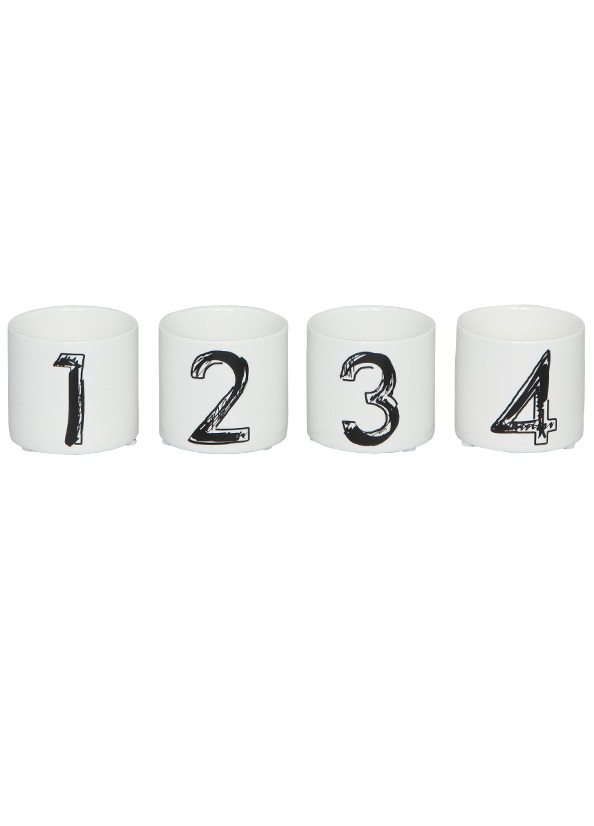 Candlestick - Advent candlestick - Pots - Numbers 1-4 - Black/White - 2