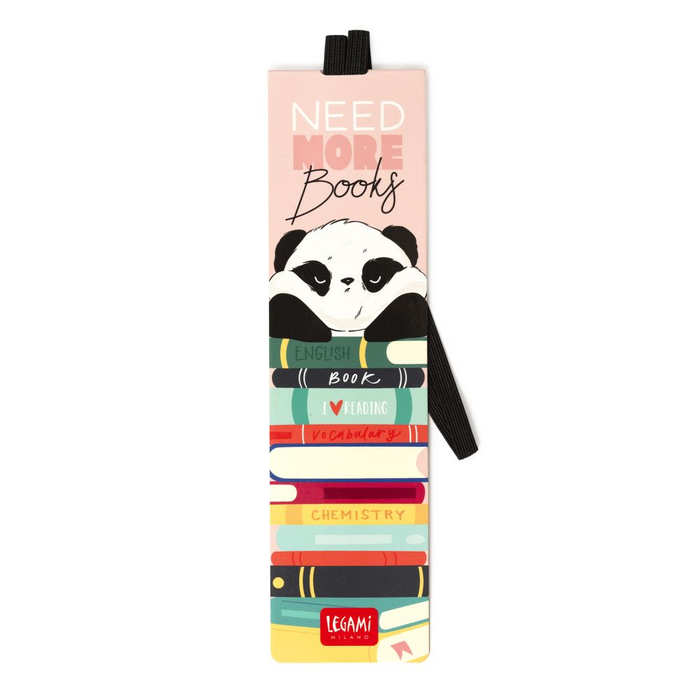 Bokmärke i papp med elastisk ögla, Panda books