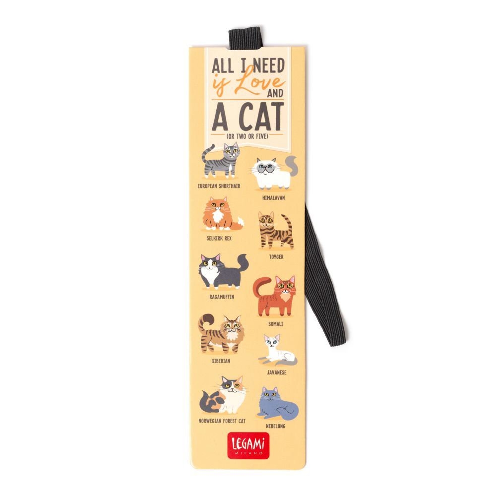 Bokmärke i papp med elastisk ögla, Cats