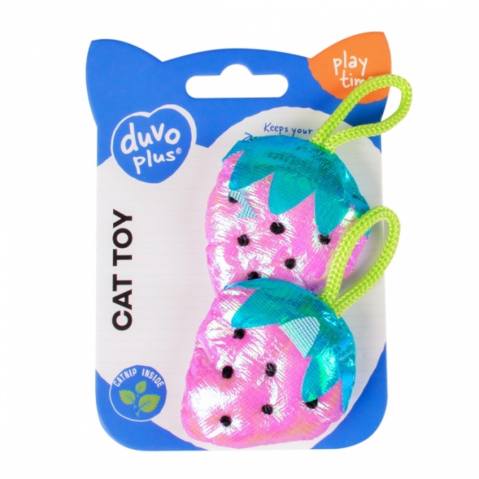 Duvo+ Kattleksak Glänsande Jordgubbar 2-Pack 5x7x2cm 