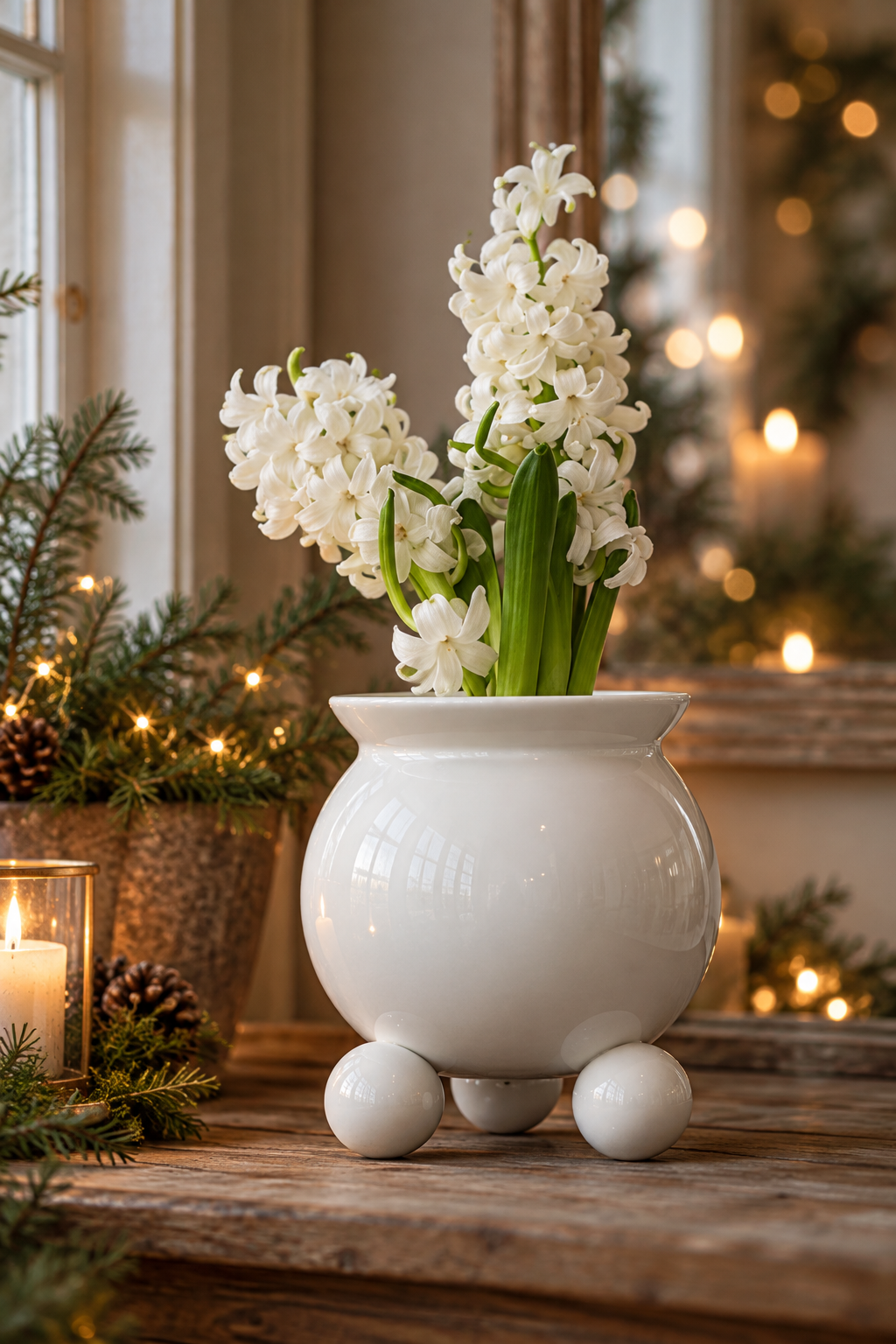 Pot with ball feet - White - 18x20 cm - 3