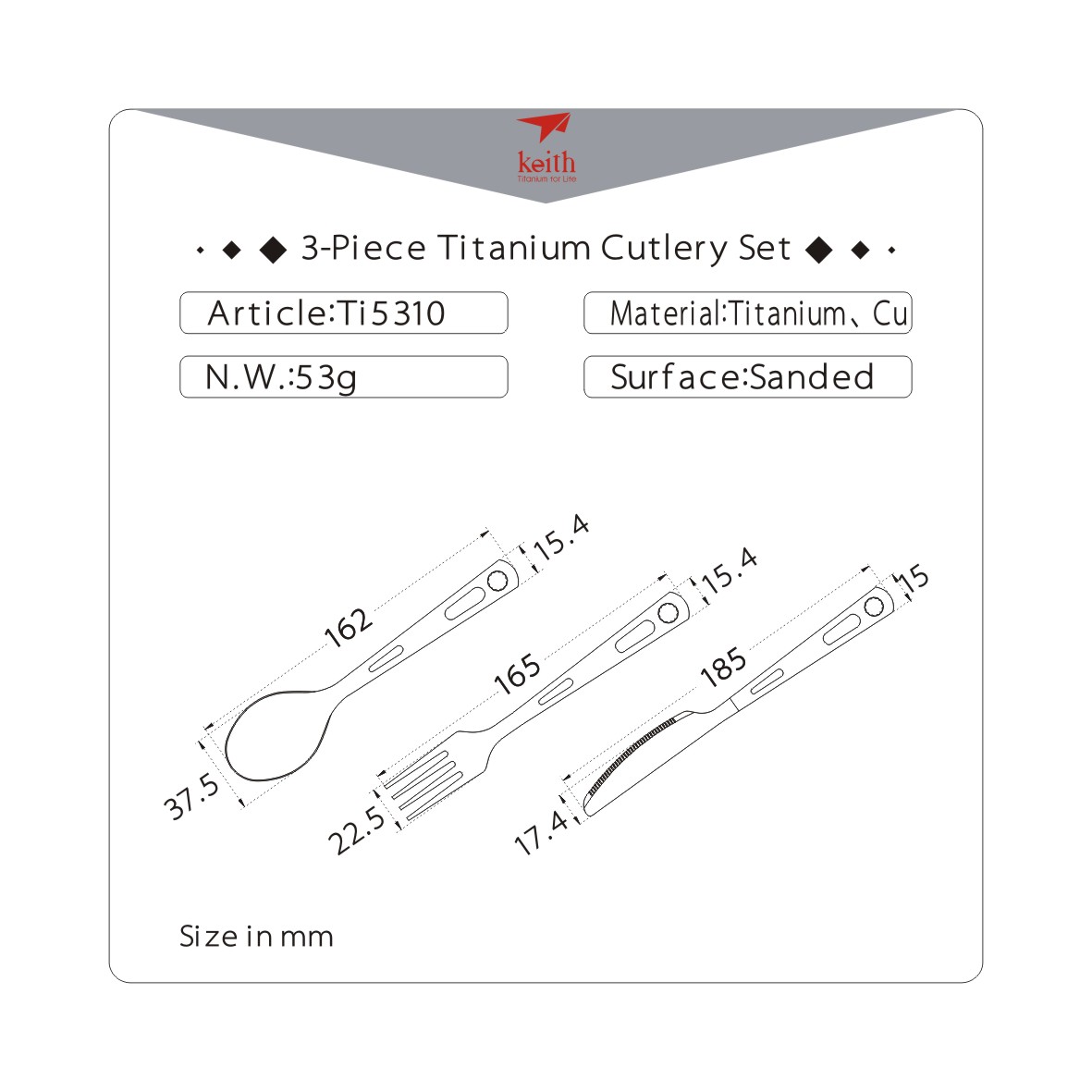 Keith titanium Cutlery Set (3-piece) - 6