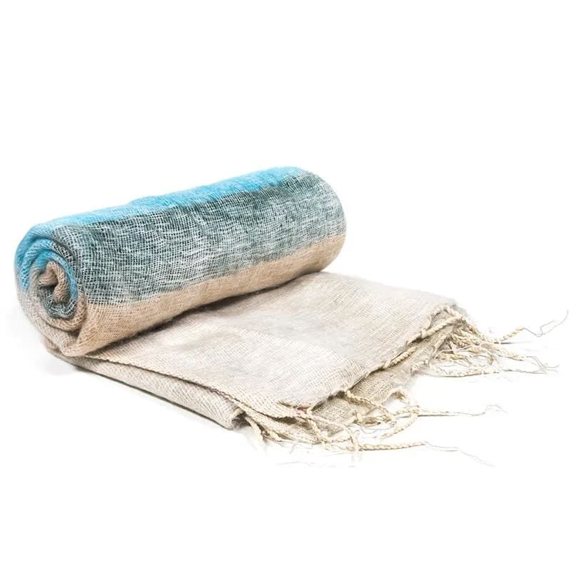 Meditation Shawl Cream With Stripes  200X80