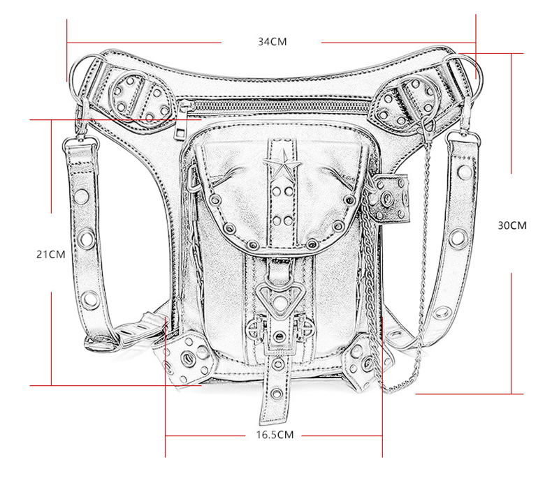 Retro Motor Cycling Waist Bag Genuine Leather. - 4