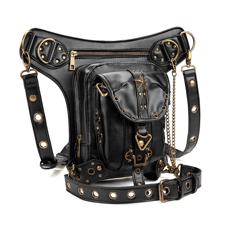 Retro Motor Cycling Waist Bag Genuine Leather. - 3