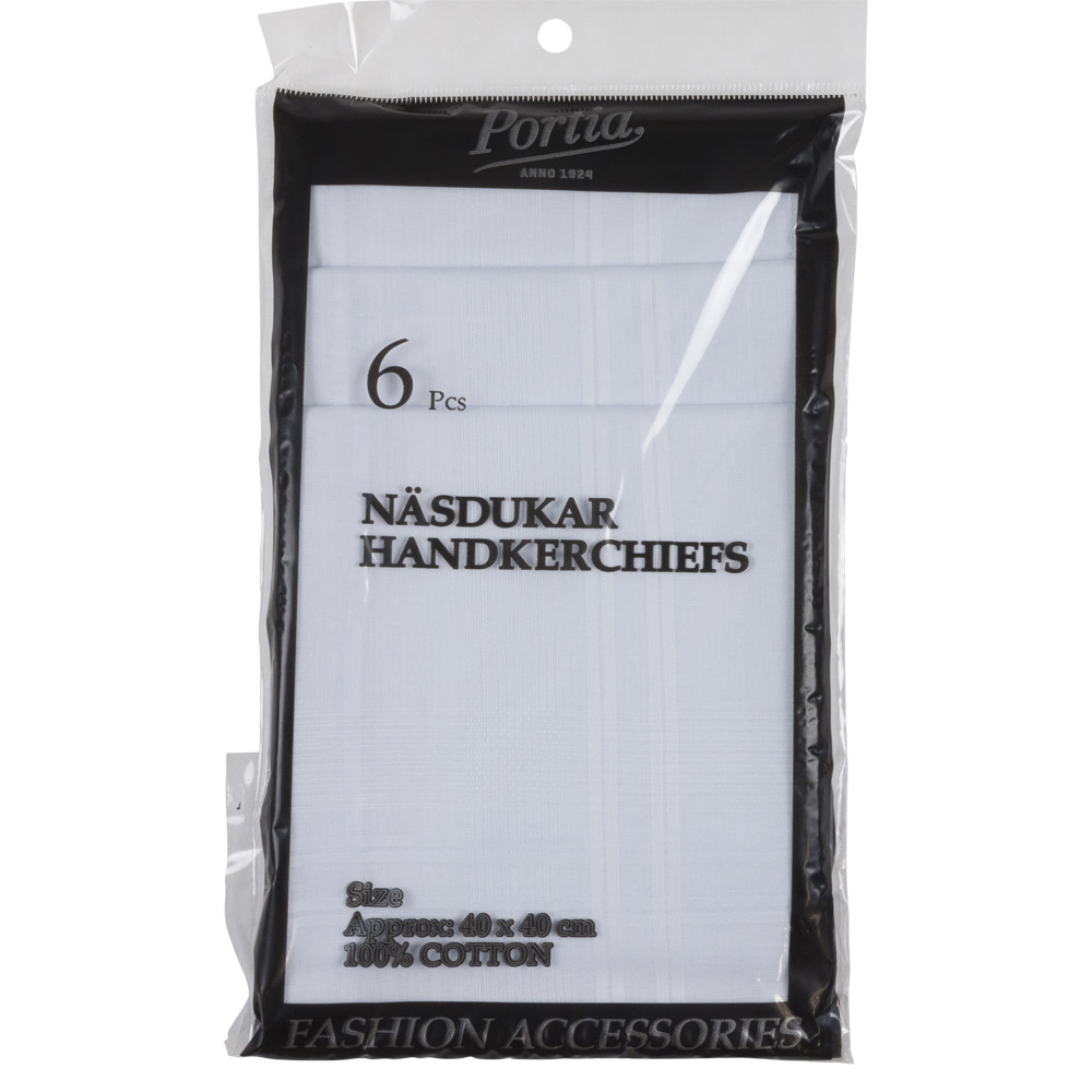 Näsduk vit 6-pack