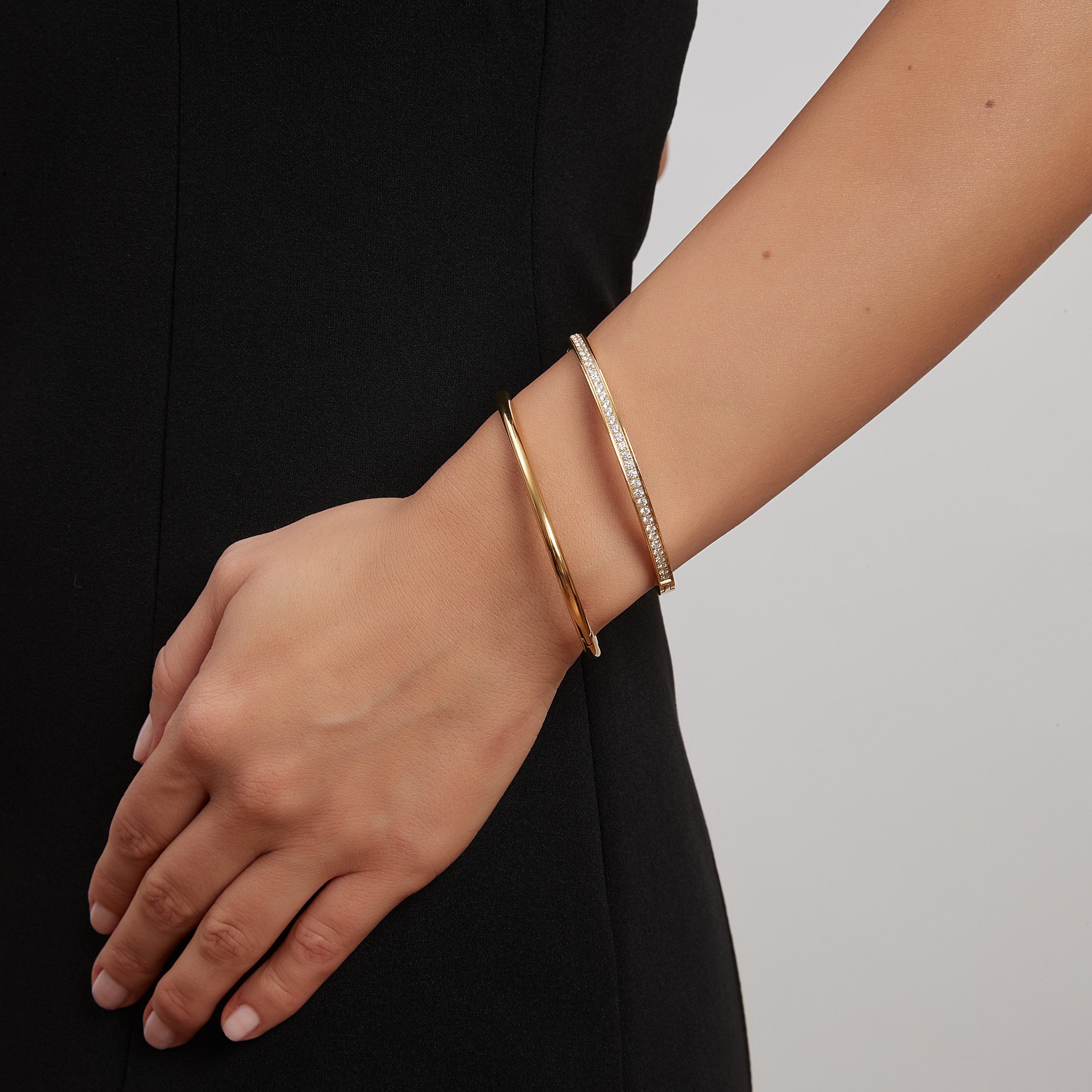 Celine crystal bangle, clear gold - 4