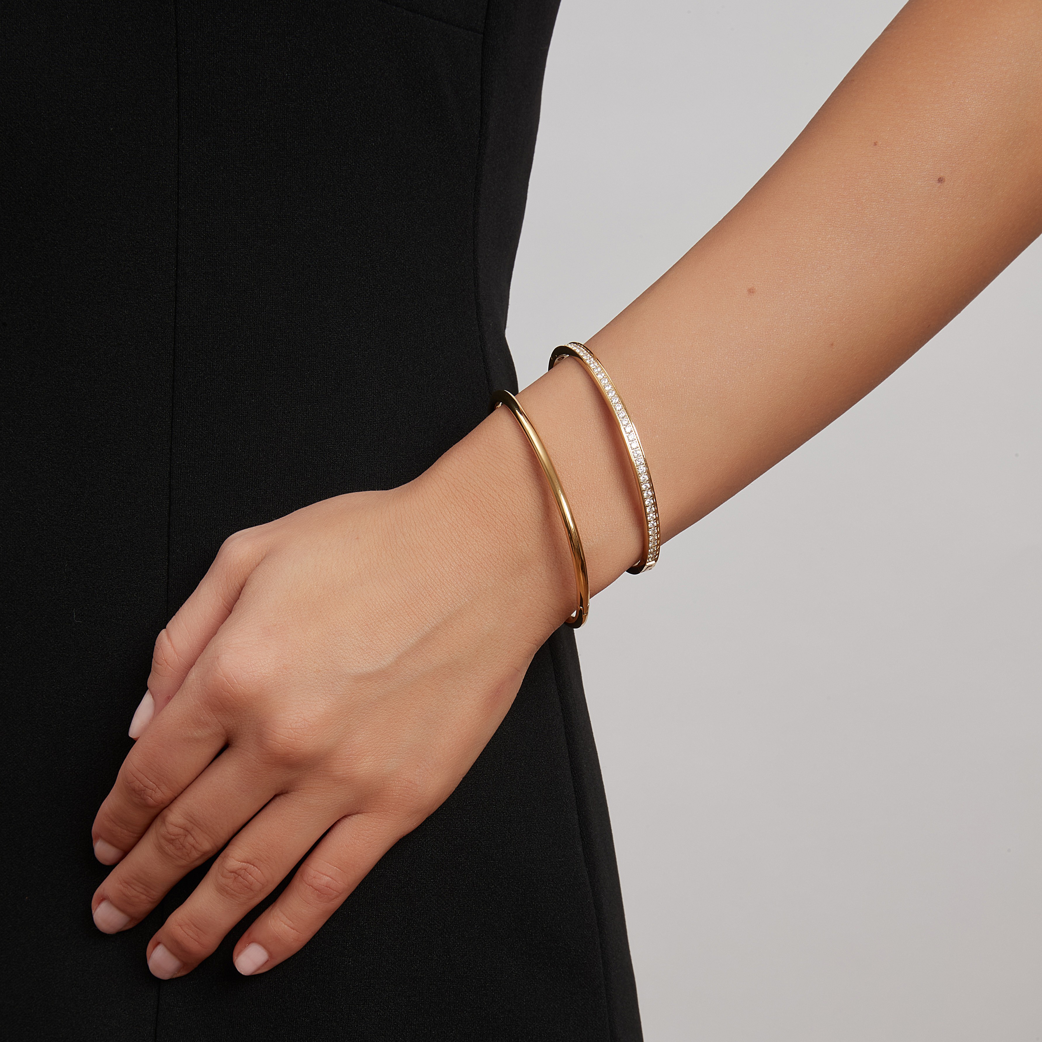 Celine crystal bangle, clear gold - 2