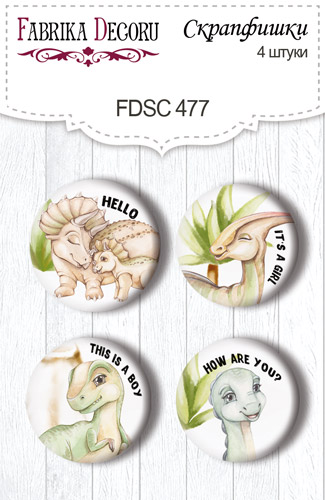 Flair Buttons  Dinosauria 4 st 25 mm