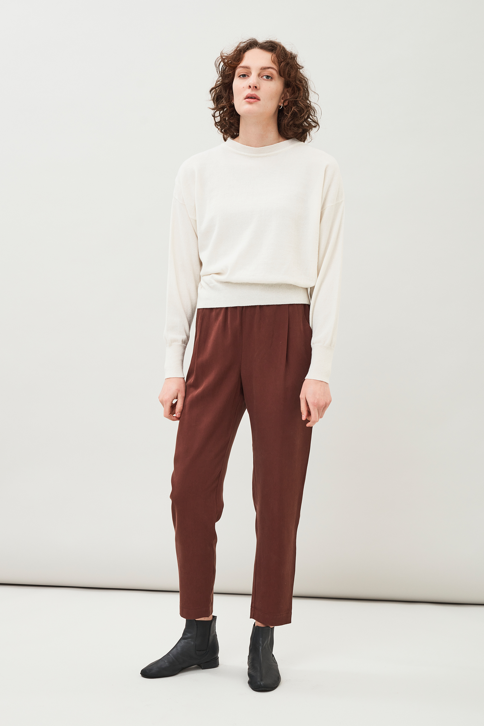 white boxy sweater