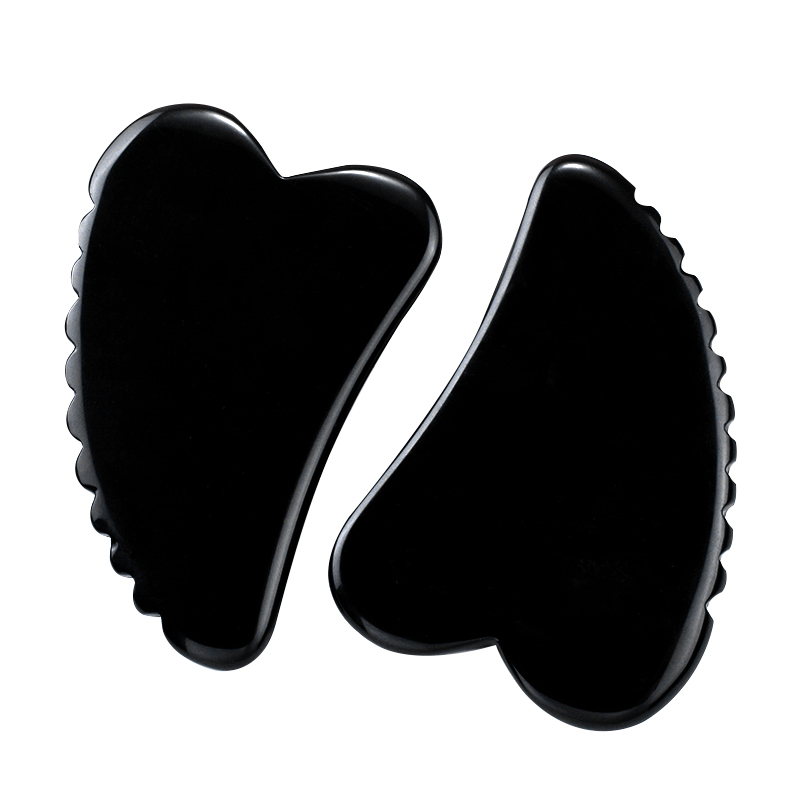 Guasha Massage Verktyg  -   "Heart with teeth"   - Svart Obsidian