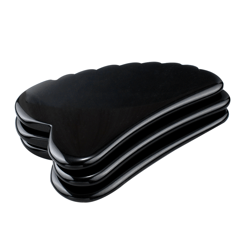 Guasha Massage Verktyg  -   "Heart with teeth"   - Svart Obsidian - 2