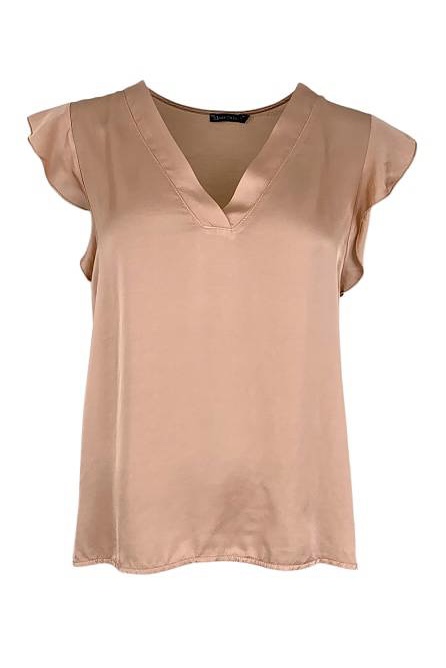 Black Colour - Andrea Satin Top  Apricot