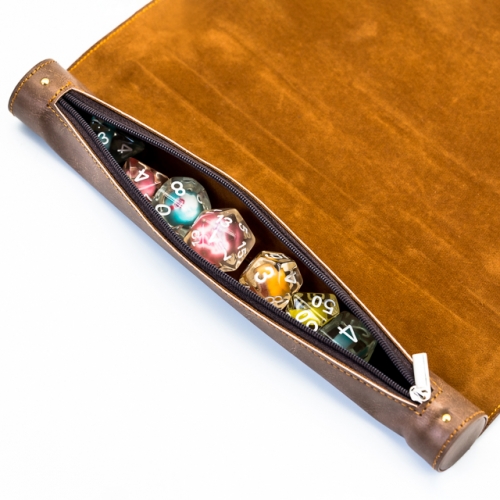 Rollable dice mat of imitation leather, Retro Brown - 3