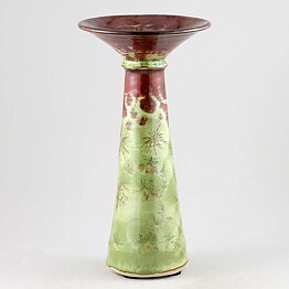 Isak Isaksson (2020) Unique Trumpet Vase with Green/Red Crystalline Glaze 27 cm