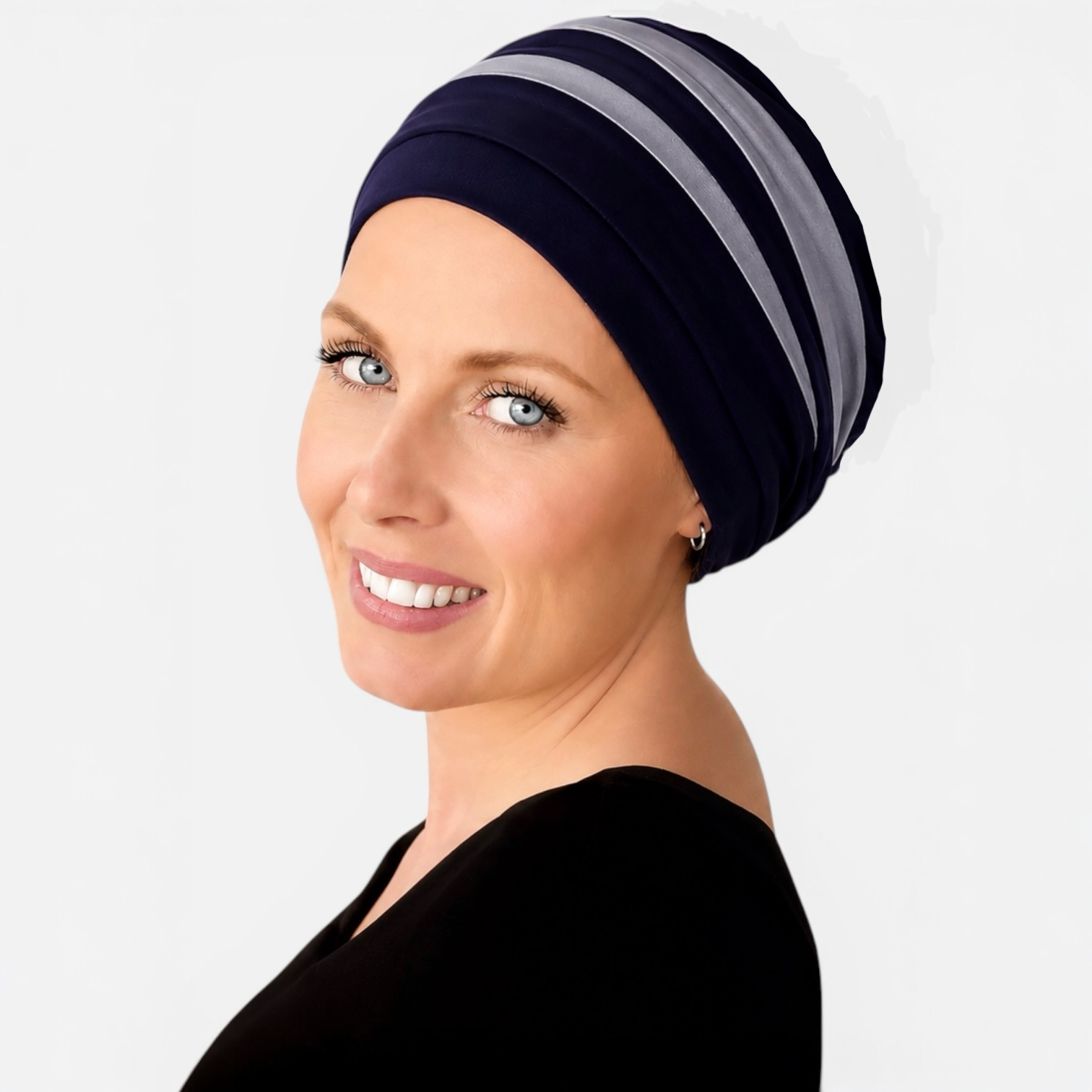 Louise, bambu, ljusblå/mörkblå turban