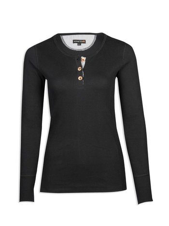 Ruth Rib Top - long sleeve - Black