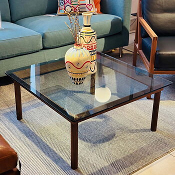 Kofi Coffe table 80x80  (Walnut/Smoked glass) - Design bargain/Disply Item* - HAY