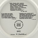 Raija Uosikkinen (Kalevala) Annual Wall Plate 1992 20 cm  [Sample Images] 