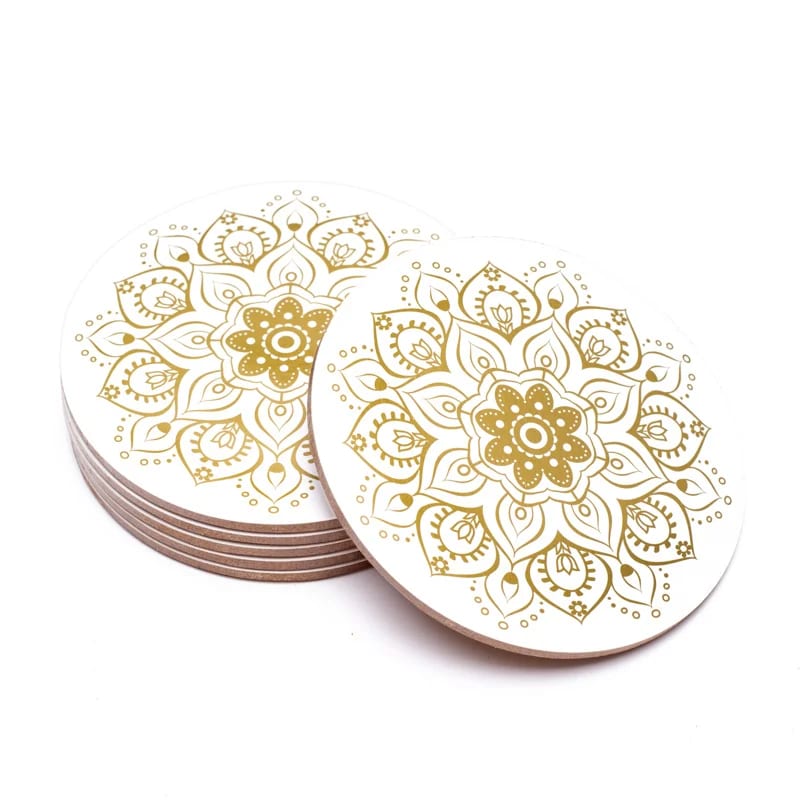 Vit Blomma Mandala  Underlägg 