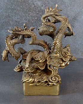 Kinesiska Drakar - Brons Staty
