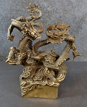 Kinesiska Drakar - Brons Staty