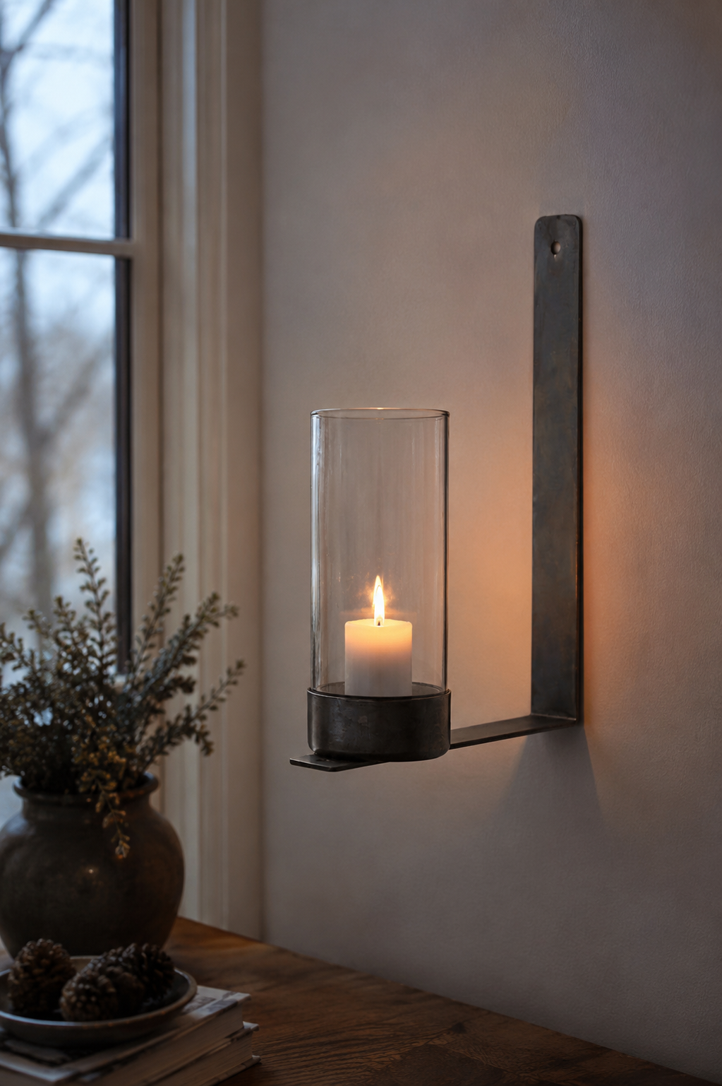 Wall candle holder - Lamp - Candle holder - 18x3x25 cm