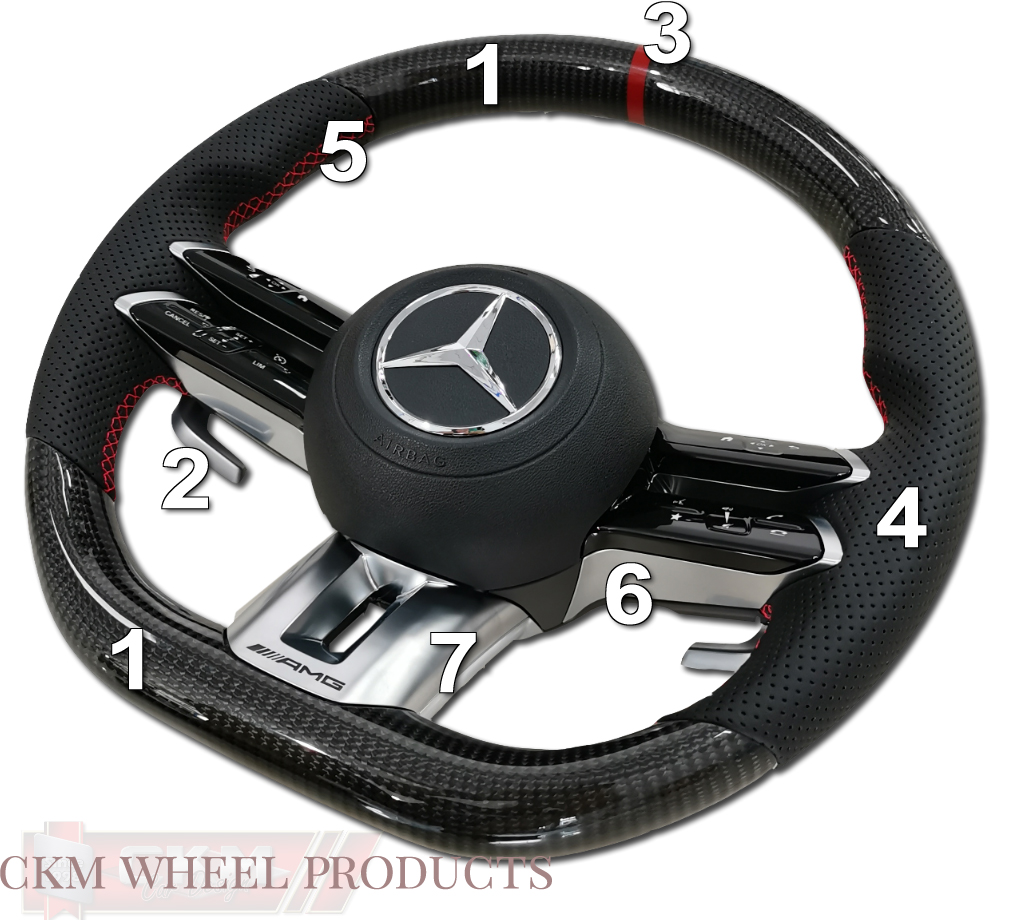 CKM Car Design - 1. Steering sport FACELIFT 2021 style Leather/  Carbon/Piano PLUG N PLAY