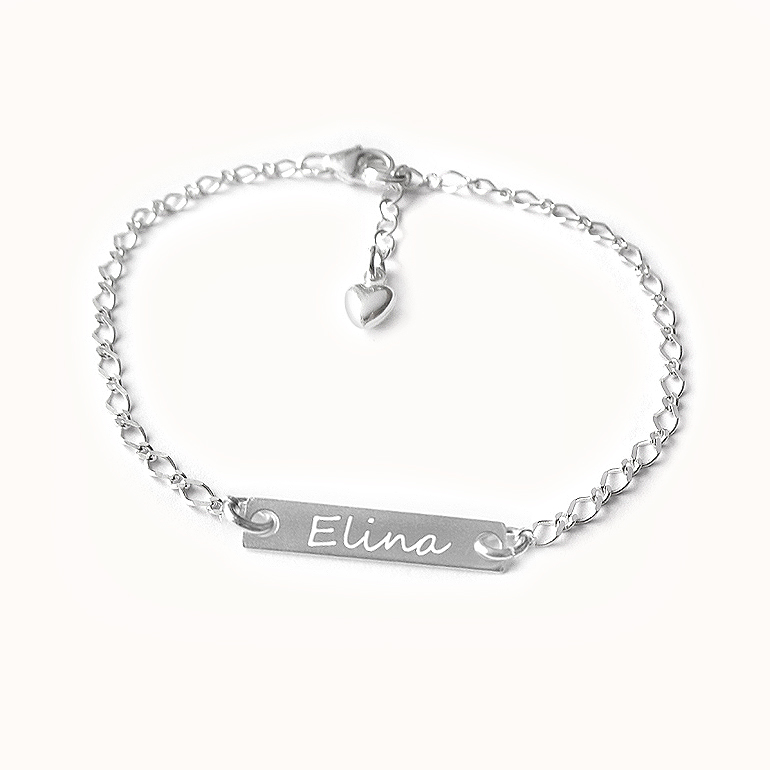 Sérsniðið, áletrað armbönd, Figaro - Silfur