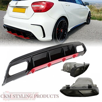 1. CKM  A45 Facelift Design Red Edition diffuser kit black pipes 1pcs