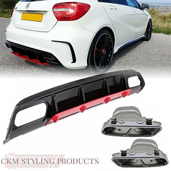 1. CKM  A45 Facelift Design Red Edition diffuser kit Chrome pipes 1pcs