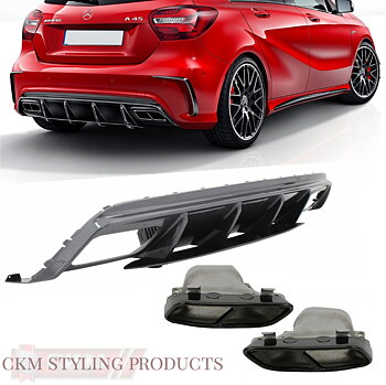 1. CKM  A45 Facelift Design CARBON look Edition diffuser kit black pipes 1pcs