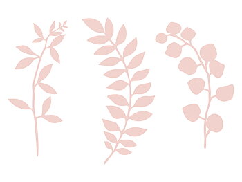 Gren med bladdekoration, pulverrosa