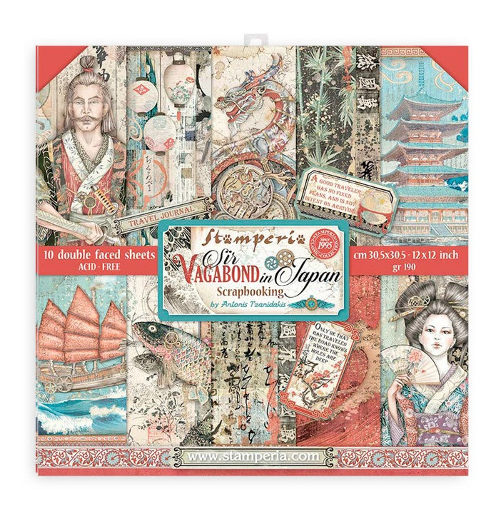 Stamperia Paper Pad 12X12 - Sir Vagabond in Japan