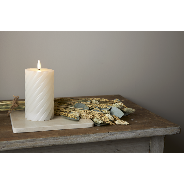 LED Blockljus Flamme Swirl Vit 