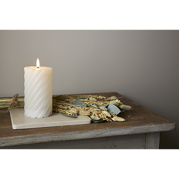 LED Blockljus Flamme Swirl Vit 