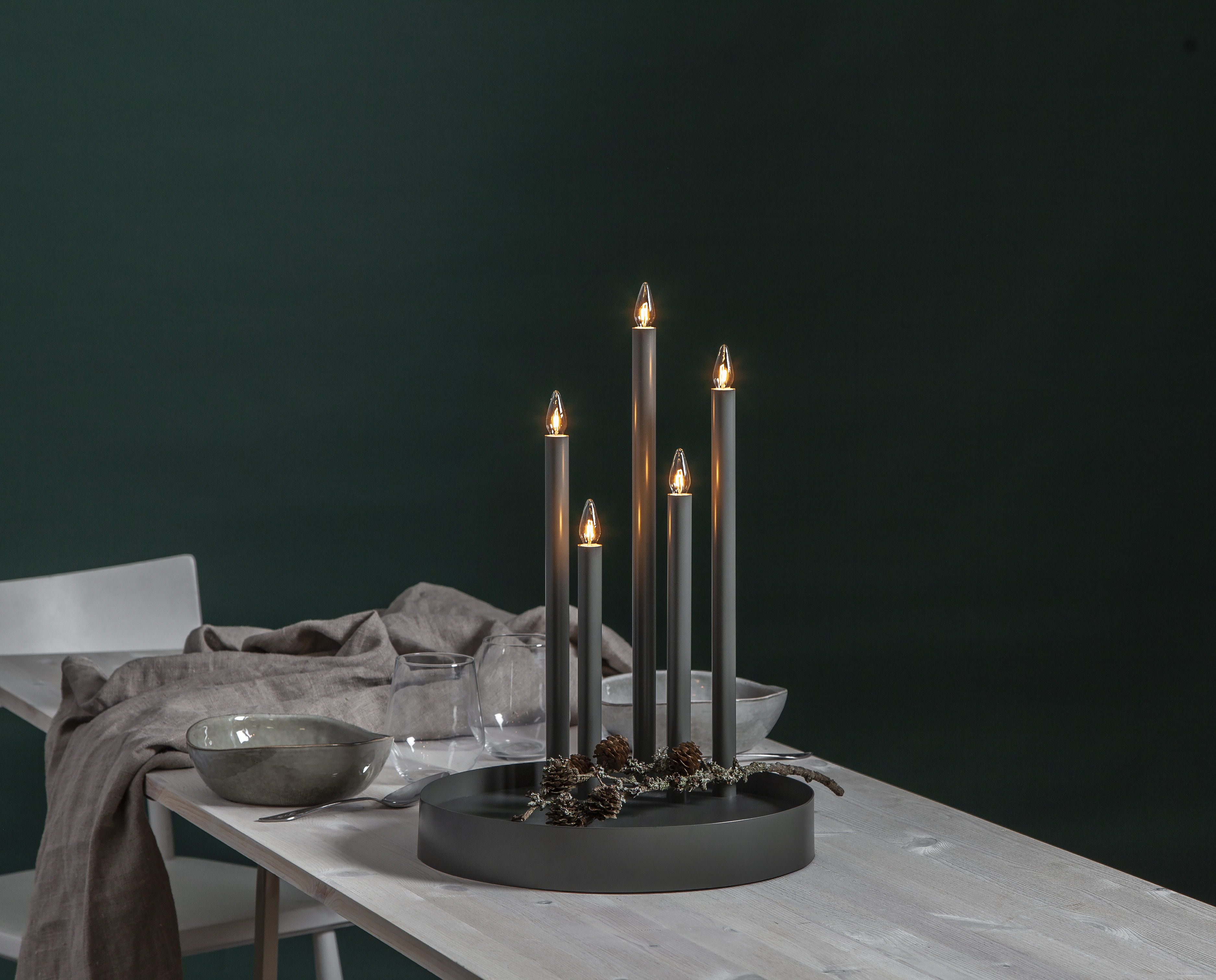 Ljusstake - Adventsljusstake - Grå Deco