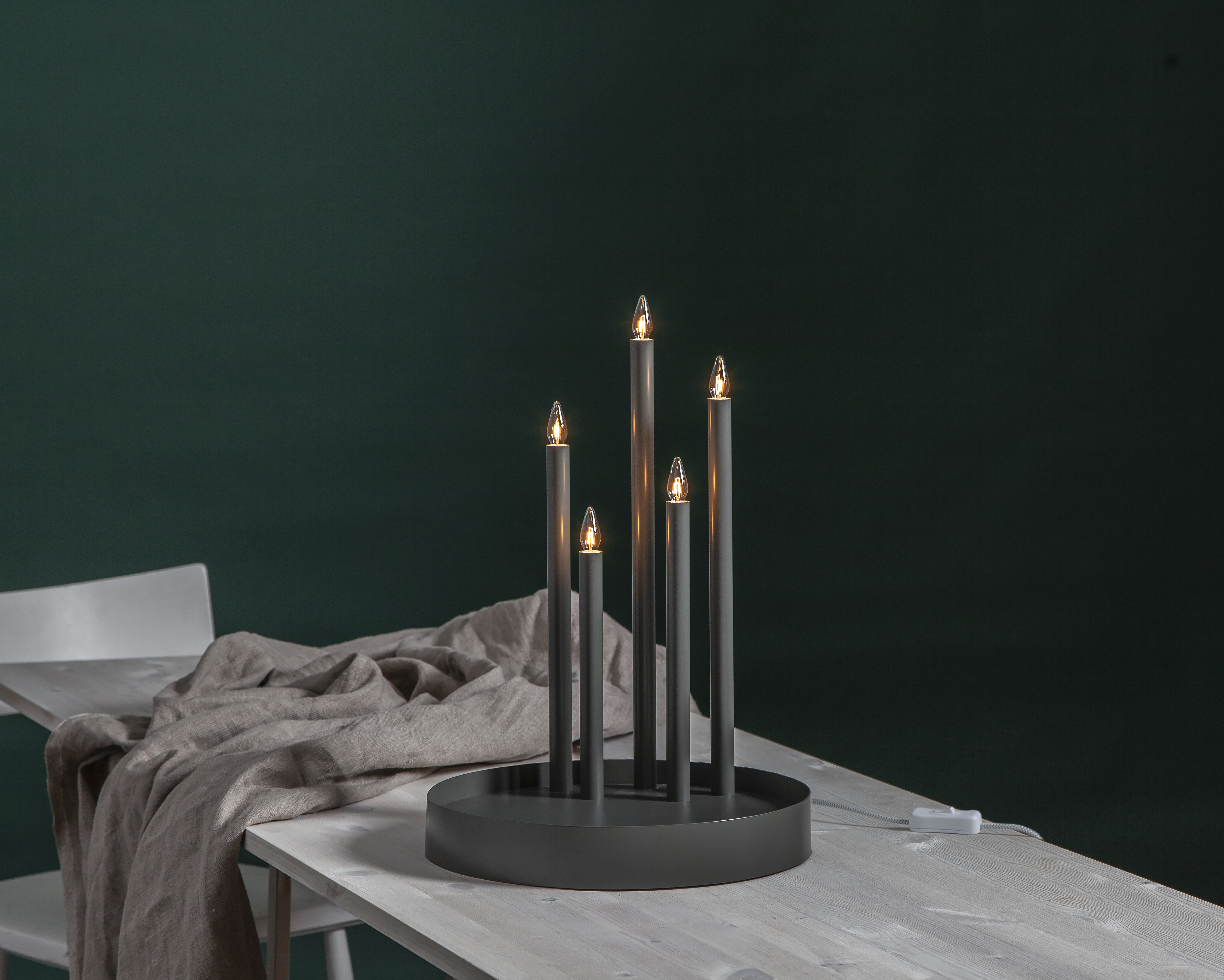 Ljusstake - Adventsljusstake - Grå Deco - 5