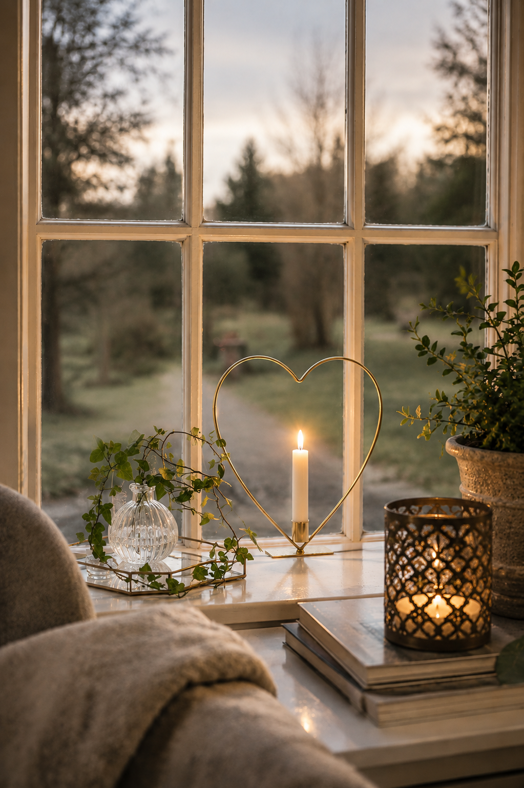 Ljusstake med batteriljus - Heart - 28x28 cm