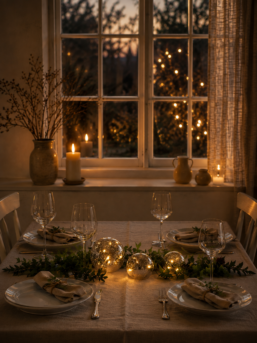 Table decoration - Glass balls with lights - Timer - 3-pack - 4