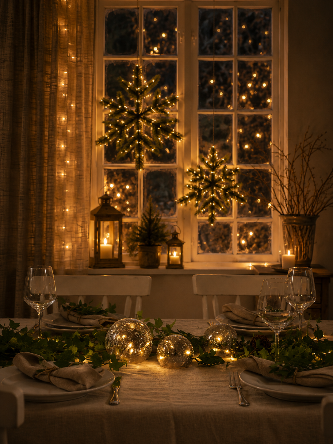Table decoration - Glass balls with lights - Timer - 3-pack - 5